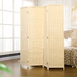 HOMCOM - Paravent intérieur séparateur de pièce pliable 4 panneaux dim. 180L x 180H cm bois pin bambou coton - vignette