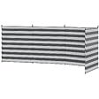 OUTSUNNY - Paravent brise-vue de camping portable pliable avec sac de transport et poteaux dim. 540 cm x 150 cm acier polyester gris blanc rayé - vignette