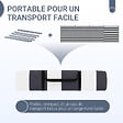 OUTSUNNY - Paravent brise-vue de camping portable pliable avec sac de transport et poteaux dim. 540 cm x 150 cm acier polyester gris blanc rayé - vignette