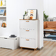 HOMCOM - Meuble à chaussures design scandinave 3 portes abattantes 3 étagères réglables bois pin panneaux blanc - vignette