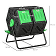 OUTSUNNY - Composteur de jardin - bac à  compost pour déchets - rotatif 360Â° - double chambre 130 L - acier PP vert noir - vignette
