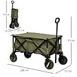 OUTSUNNY - Chariot de jardin pliable 4 roues - bâche amovible, poignée télescopique réglable, 5 pochettes rangement - acier polyester kaki - vignette