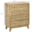 HOMCOM - Commode 4 tiroirs style bohème chic cannage en rotin aspect bois de manguier - vignette