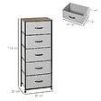 HOMCOM - Chiffonnier meuble de rangement 5 tiroirs - dim. 45L x 30l x 116H cm - structure acier noir tissu pliant gris - vignette