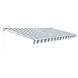 HAPPY GARDEN - Store banne SAULE 3,95 × 3m - Toile rayée blanche/grise et structure blanche - vignette