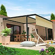 INTERSUN - Pergola toile PYRITE 4,00x4,00 M Motorisé Secours à Télécommande + Coffre LED + Lambrequin (Gris anthracite structuré RAL7016ST - Écru 250g/m²) - vignette