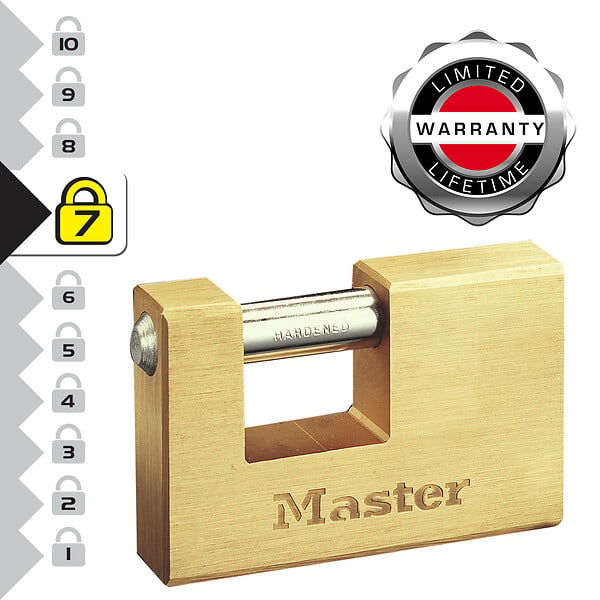 MASTER LOCK - Cadenas rectangulaire en laiton massif à clé 608EURD - large