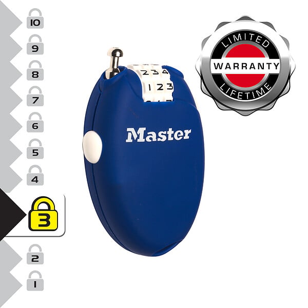 MASTER LOCK - Cadenas à combinaison avec câble rétractable 4603EURD - large