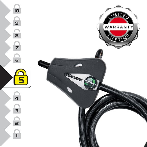 MASTER LOCK - Câble antivol Python longeur ajustable de 30cm à 1.8m - large