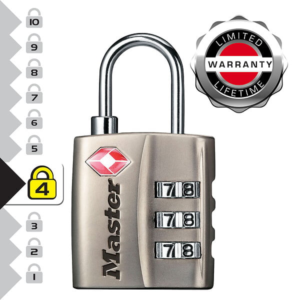 MASTER LOCK - Cadenas TSA 3 chiffres 30mm nickelé 4680EURDNKL - large