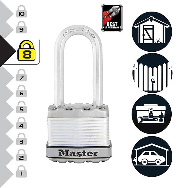 MASTER LOCK - Lot de 3 cadenas haute sécurité en acier laminé M1EURTRILH - large