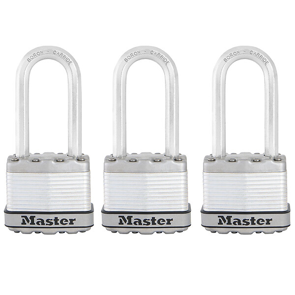 MASTER LOCK - Lot de 3 cadenas haute sécurité en acier laminé M1EURTRILH - large
