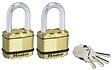 MASTER LOCK - Lot de 2 cadenas haute sécurité à clé Acier laminé/Finition laiton - vignette
