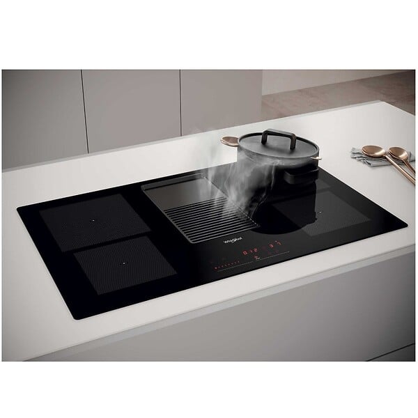 WHIRLPOOL - table de cuisson aspirante induction 83cm 4 feux 7500w noir - WVH92K/1 - large
