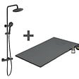 STANO - Pack Receveur de douche 90 x 150 cm extra plat gris basalte + Colonne de douche thermostatique - vignette