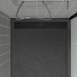 AURLANE - Receveur en acrylique Gris Effet Pierre 90x120x4 cm + Grilles Linéaires Chrome et Noire - METEORA - vignette