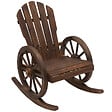 OUTSUNNY - Fauteuil de jardin Adirondack à bascule rocking chair style rustique chic accoudoirs roues charette bois sapin traité carbonisation - vignette