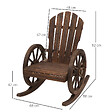 OUTSUNNY - Fauteuil de jardin Adirondack à bascule rocking chair style rustique chic accoudoirs roues charette bois sapin traité carbonisation - vignette