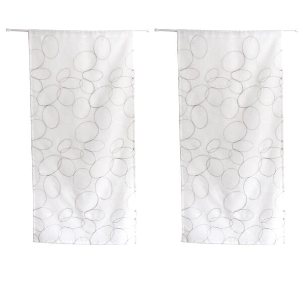 C MA DECO - Paire de voilages Galet finition droite brodée 2x60x160cm gris - large