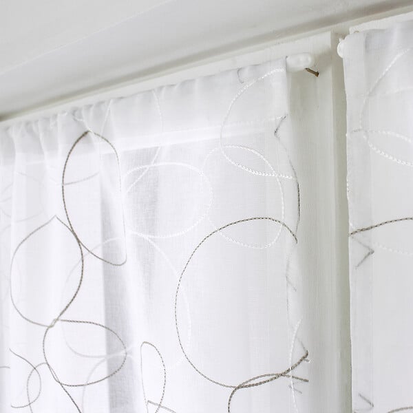 C MA DECO - Paire de voilages Galet finition droite brodée 2x60x160cm gris - large