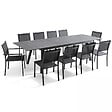 OVIALA - Ensemble table de jardin extensible et 10 chaises en aluminium gris - Olympe - vignette