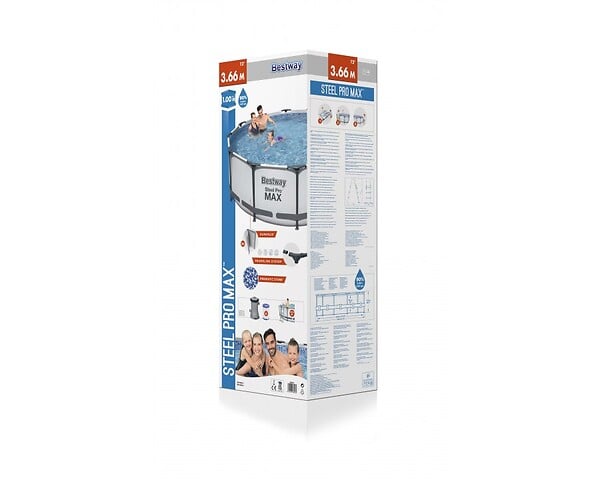 BESTWAY - Piscine tubulaire Steel Pro Max - Ronde - D366xH100cm - large