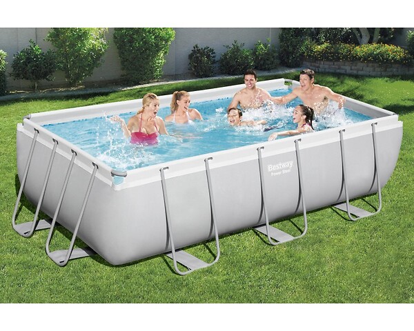 BESTWAY - Piscine tubulaire Power Steel - Rectangulaire - L404xH100xP201cm - large