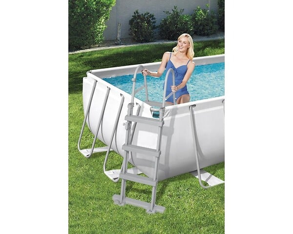 BESTWAY - Piscine tubulaire Power Steel - Rectangulaire - L404xH100xP201cm - large