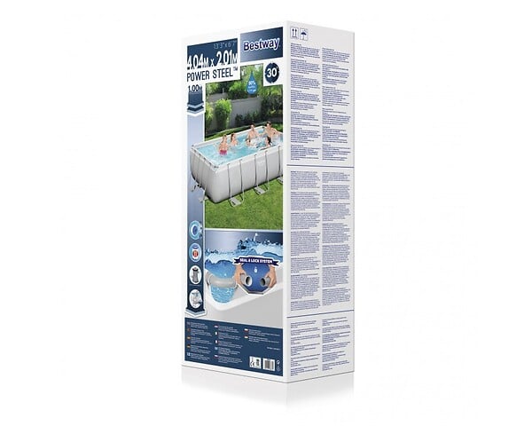 BESTWAY - Piscine tubulaire Power Steel - Rectangulaire - L404xH100xP201cm - large