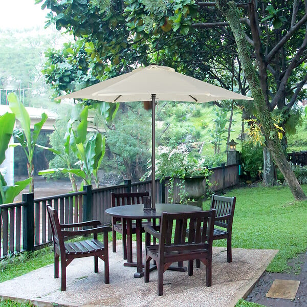 OUTSUNNY - Parasol droit de jardin balcon terrasse grande taille toile polyester 160 g/m² Ø 1,96 x 2H m mât alu beige - large
