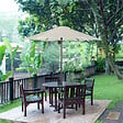 OUTSUNNY - Parasol droit de jardin balcon terrasse grande taille toile polyester 160 g/m² Ø 1,96 x 2H m mât alu beige - vignette