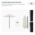 OUTSUNNY - Parasol droit de jardin balcon terrasse grande taille toile polyester 160 g/m² Ø 1,96 x 2H m mât alu beige - vignette