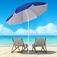 OUTSUNNY - Parasol inclinable octogonal de plage Ø 150 cm tissu polyester haute densité anti-UV mât démontable sac de transport inclus bleu - vignette