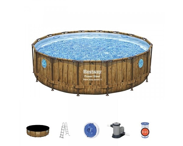 BESTWAY - Piscine tubulaire Power Steel SwimVista - Ronde - D488xH122cm - large