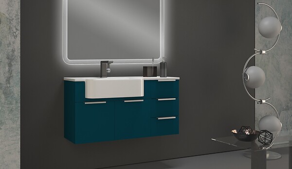 BADENHAUS - Complement s-vasque milos 30cm bleu petrole - large