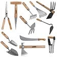 VITO - Kit 12 outils de jardin Manche bois Inox et Fer forgés à la main haute qualité traditionnelle  VITO - vignette