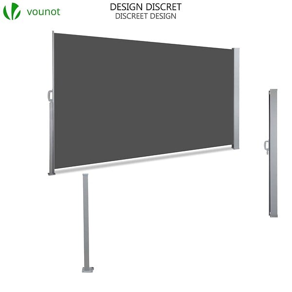 VOUNOT - Paravent retractable avec housse de protection 160x300cm Gris - large
