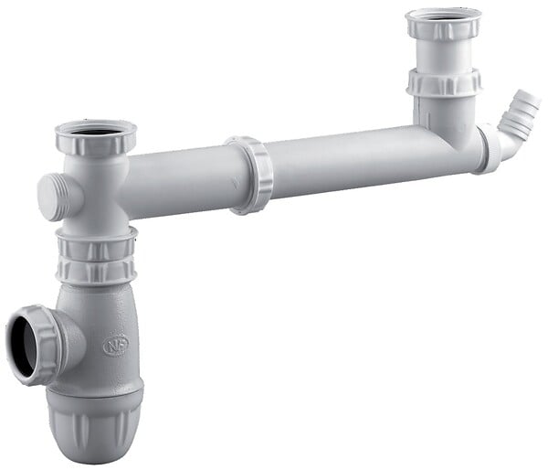 VALENTIN - Tubulure pour évier 2 cuves avec siphon et prise mixte - VALENTIN - 00 780200 001 00 - large