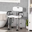 HOMCOM - Chaise de douche siège de douche ergonomique hauteur réglable pieds antidérapants accoudoirs alu HDPE blanc noir - vignette