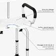 HOMCOM - Chaise de douche siège de douche ergonomique hauteur réglable pieds antidérapants accoudoirs alu HDPE blanc noir - vignette