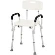 HOMCOM - Chaise de douche siège de douche ergonomique hauteur réglable pieds antidérapants dossier accoudoirs amovibles charge max. 136 Kg alu HDPE blanc - vignette