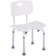HOMCOM - Chaise de douche siège de douche ergonomique hauteur assise réglable pieds antidérapants charge max. 136 Kg alu HDPE blanc - vignette