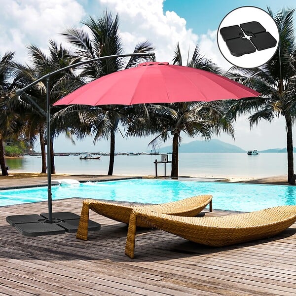 OUTSUNNY - Pied de parasol lot de 4 dalles pour parasol déporté à lester dim. tot. 100L x 100l x 8H cm HDPE noir - large