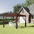 OUTSUNNY - Tonnelle barnum de jardin 3L x 3l m avec 4 moustiquaires amovibles - double toit - métal polyester marron - vignette