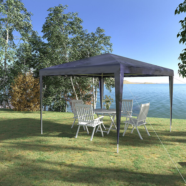 OUTSUNNY - Tonnelle barnum de jardin dim. 2,93L x 2,93l x 2,52H m métal époxy bâche PE haute densité bleu - large