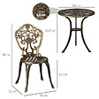OUTSUNNY - Ensemble bistrot de jardin 2 personnes 3 pièces aluminium aspect fer forgé - vignette