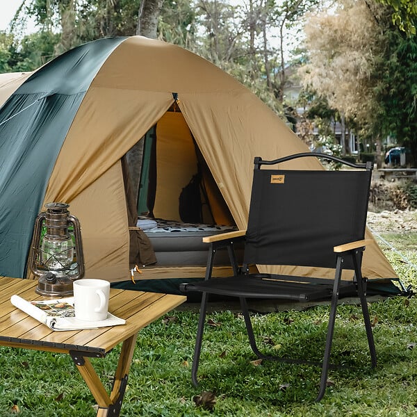 OUTSUNNY - Chaise de plage camping pliante - poignée - structure acier oxford noir - large