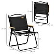 OUTSUNNY - Chaise de plage camping pliante - poignée - structure acier oxford noir - vignette