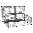 PAWHUT - Cage parc enclos rongeurs modulable dim. L 105 x l 105 x H 70 cm 2 niveaux 2 portes rampe résine PP fil métallique noir - vignette