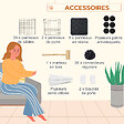 PAWHUT - Cage parc enclos rongeurs modulable dim. L 105 x l 105 x H 70 cm 2 niveaux 2 portes rampe résine PP fil métallique noir - vignette